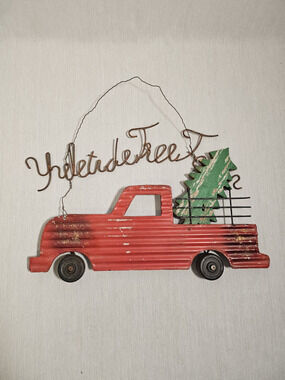 Tawnya Norton Hanging Christmas Wall Decor - Red Truck Yuletide Tree Farm Rustic